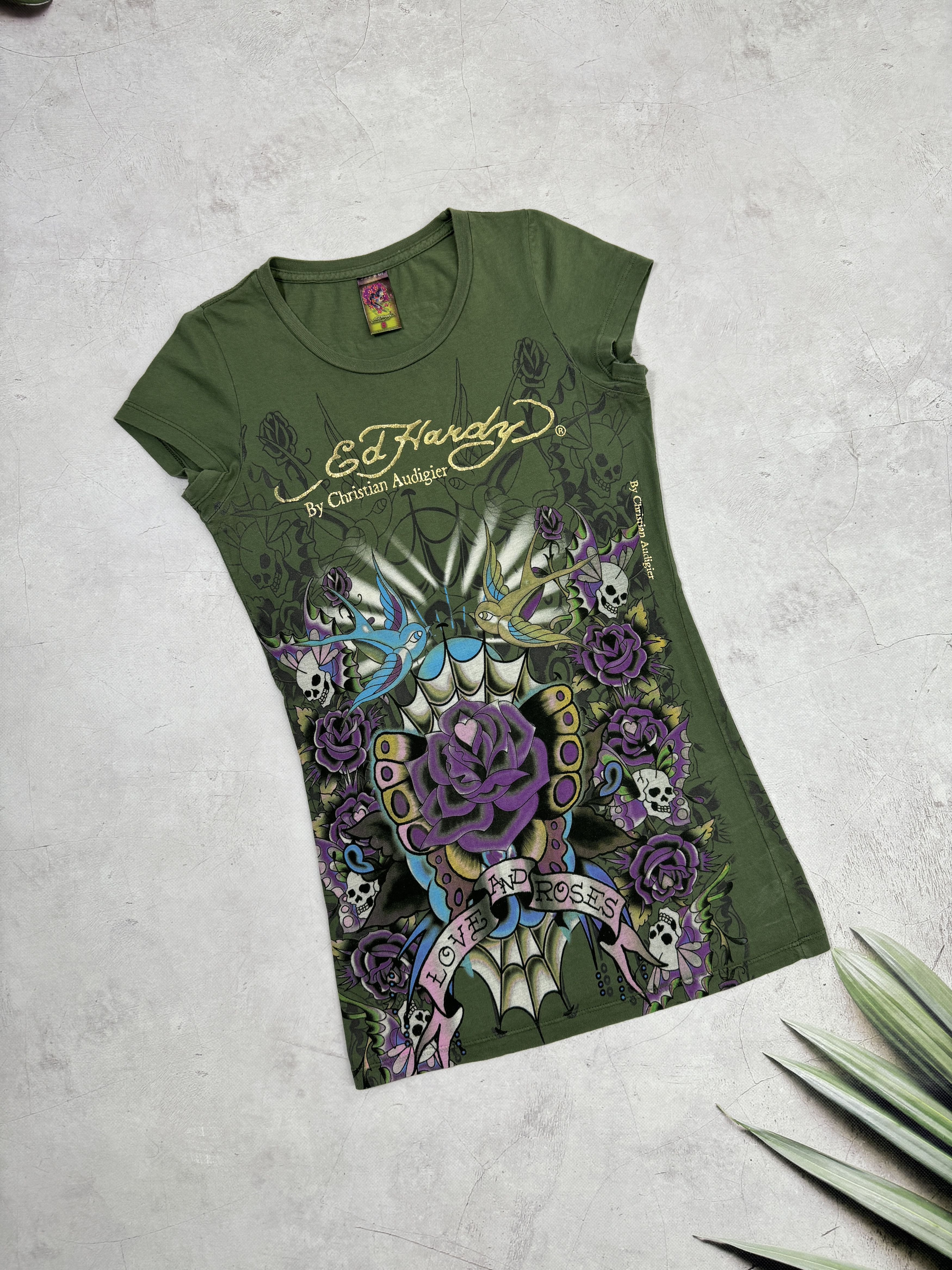 Christian Audigier × Ed Hardy Ed Hardy Mini Dress Tunica Love and Roses Skull & Bird Size S / US 4 / IT 40 - 4 Thumbnail