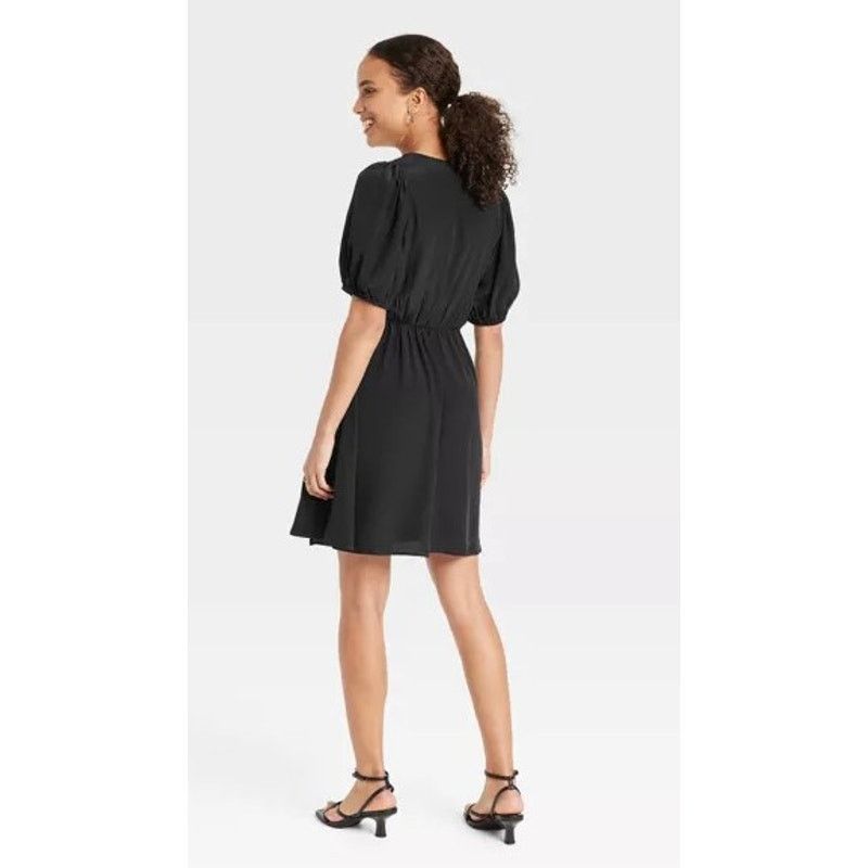 Other A New Day Black Balloon Sleeve Faux Wrap Mini Dress X-Small Size XL / US 12-14 / IT 48-50 - 3 Thumbnail