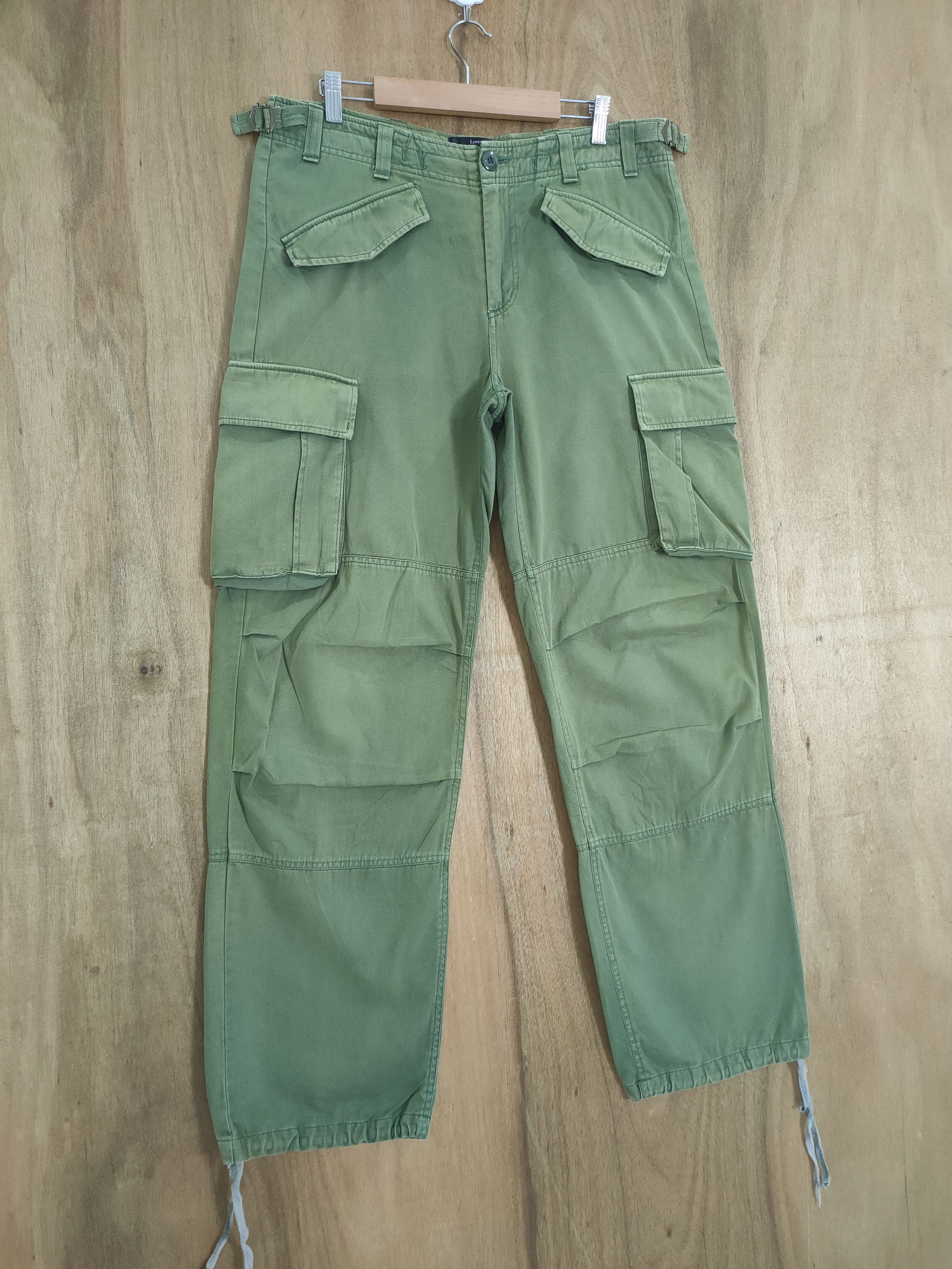 If Six Was Nine VINTAGE LUCY FADED GREEN BAGGY CARGO PANTS Size US 34 / EU 50 - 1 Thumbnail