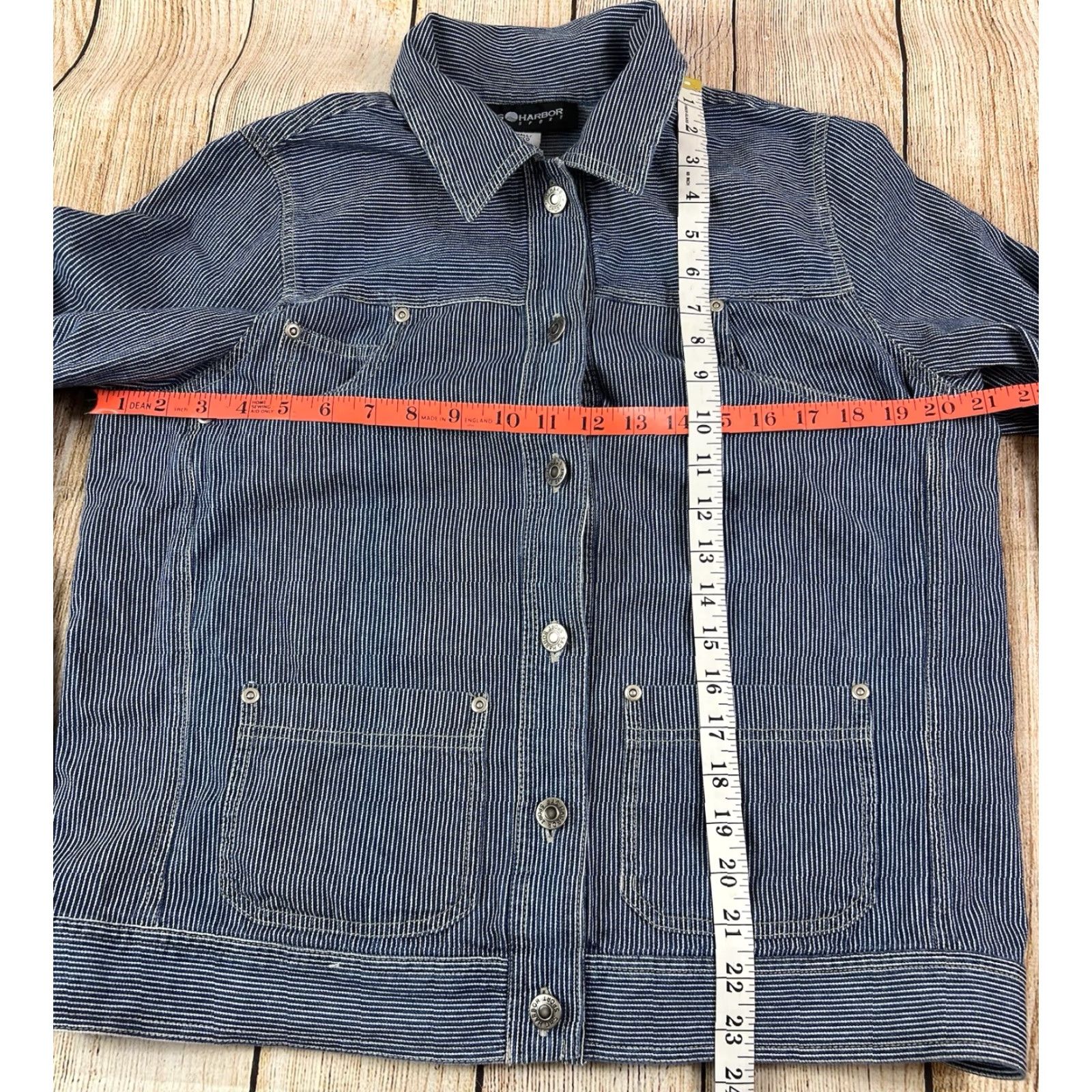 Vintage Sag Harbor Womens Buttondown Jacket Denim White Striped Short Sleeve Casual Travel Size S Size S / US 4 / IT 40 - 3 Thumbnail