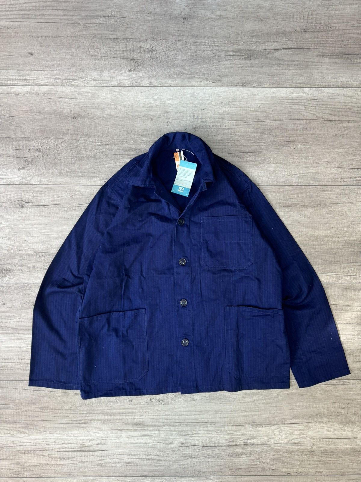 Vintage Vintage 70s French Workwear Men's Stripped Blue Chore Jacket Size US L / EU 52-54 / 3 - 1 Thumbnail