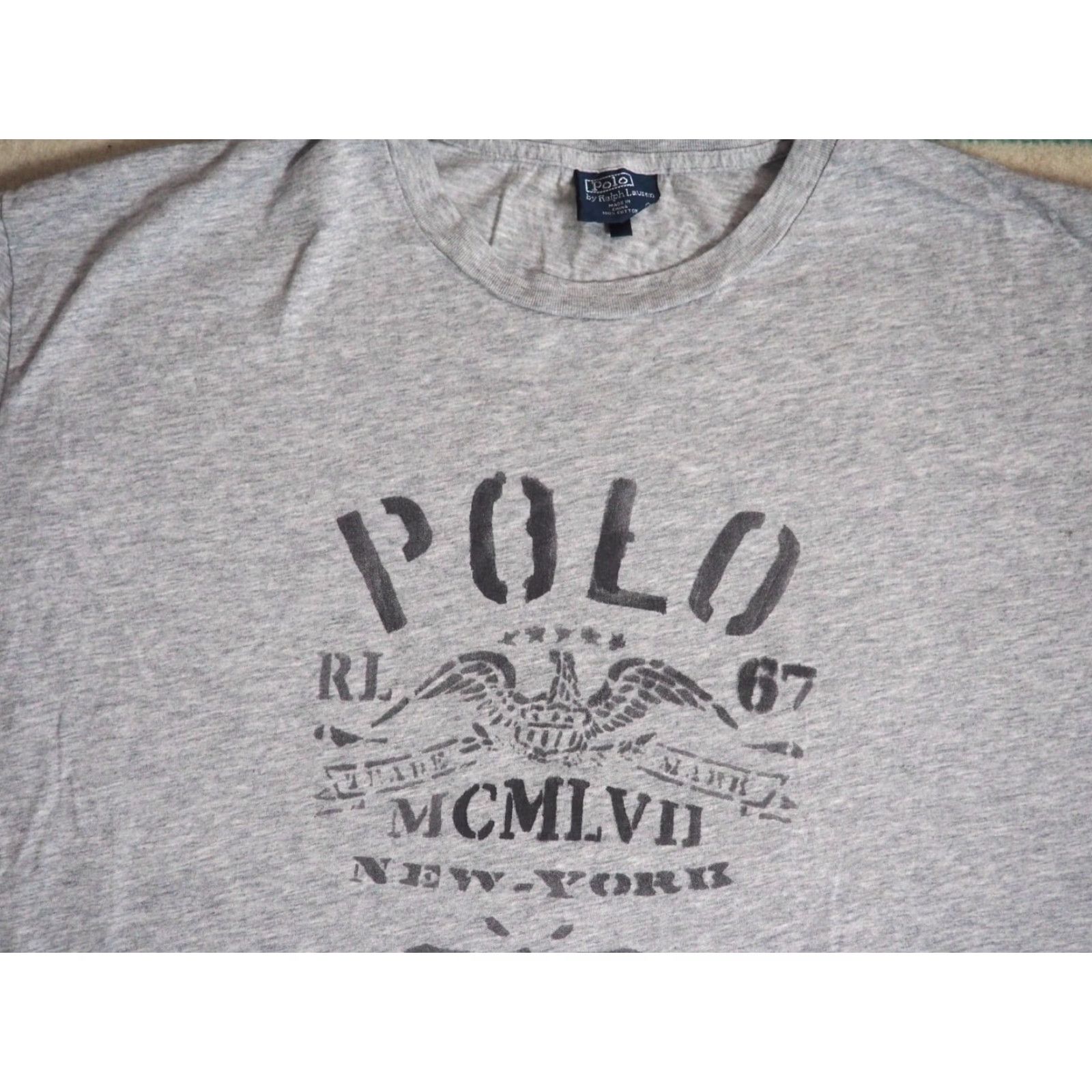 Polo Ralph Lauren VTG 90s Polo Ralph Lauren Stencil Military Logo Heather Gray Tee Shirt Mens L Size US L / EU 52-54 / 3 - 3 Thumbnail
