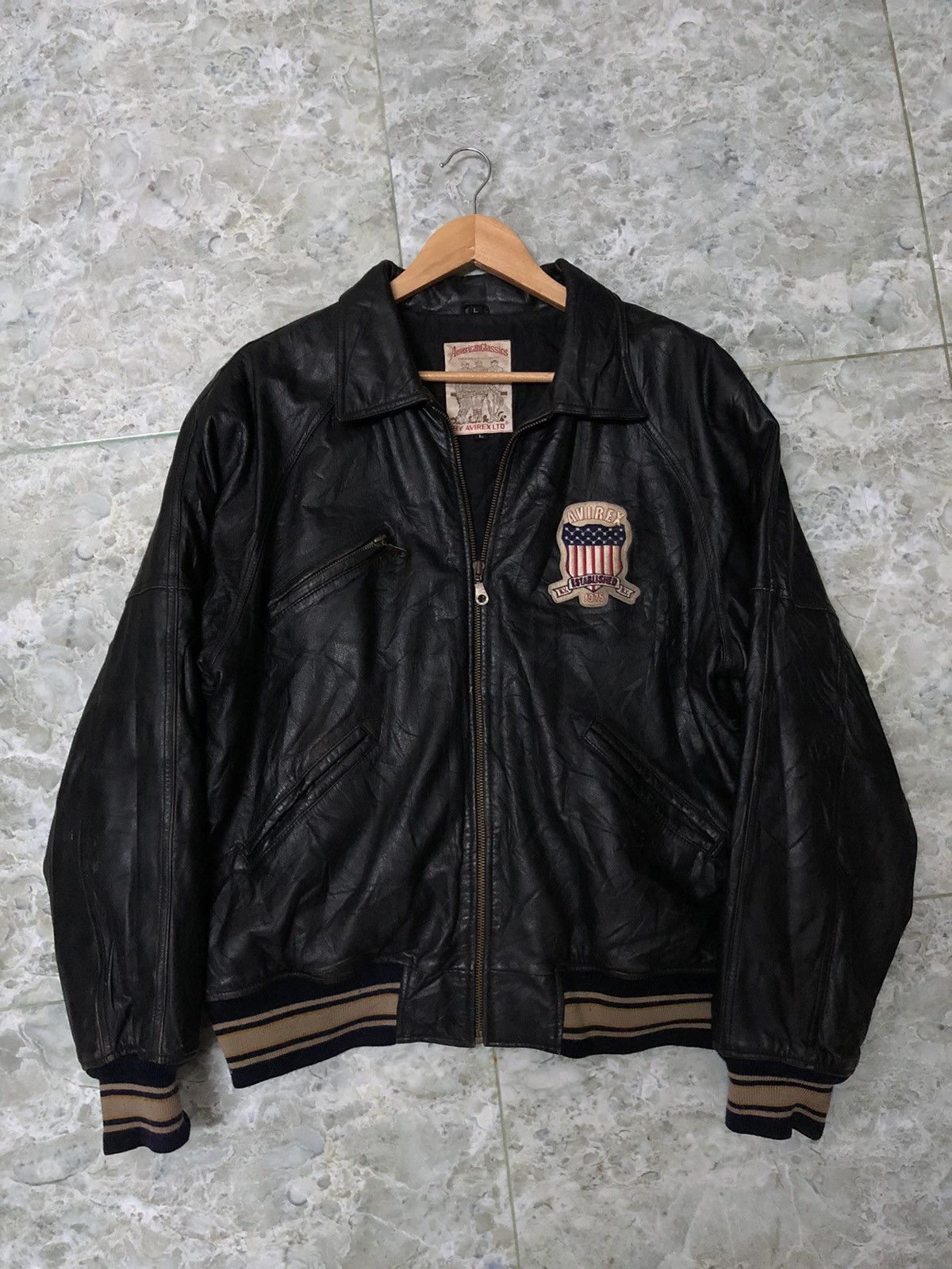 Avirex × Rap Tees 🔥 RARE VINTAGE ICON AVIREX VARSITY LEATHER JACKET Size US L / EU 52-54 / 3 - 14 Thumbnail