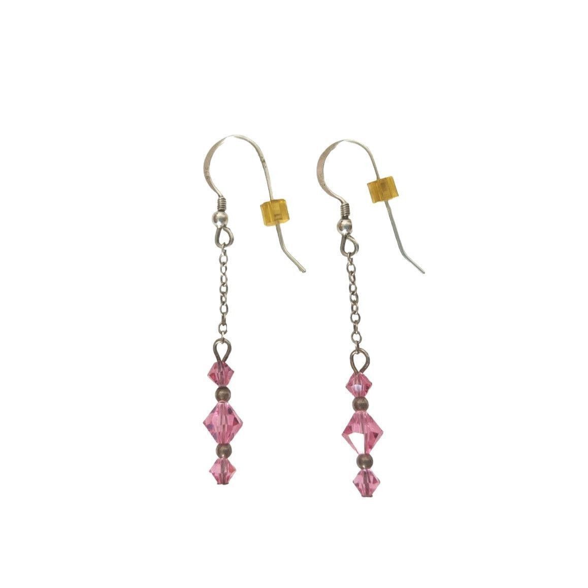 Swarovski Swarovski Pink Crystals Dangle Earrings Sterling Silver Size ONE SIZE - 1 Preview