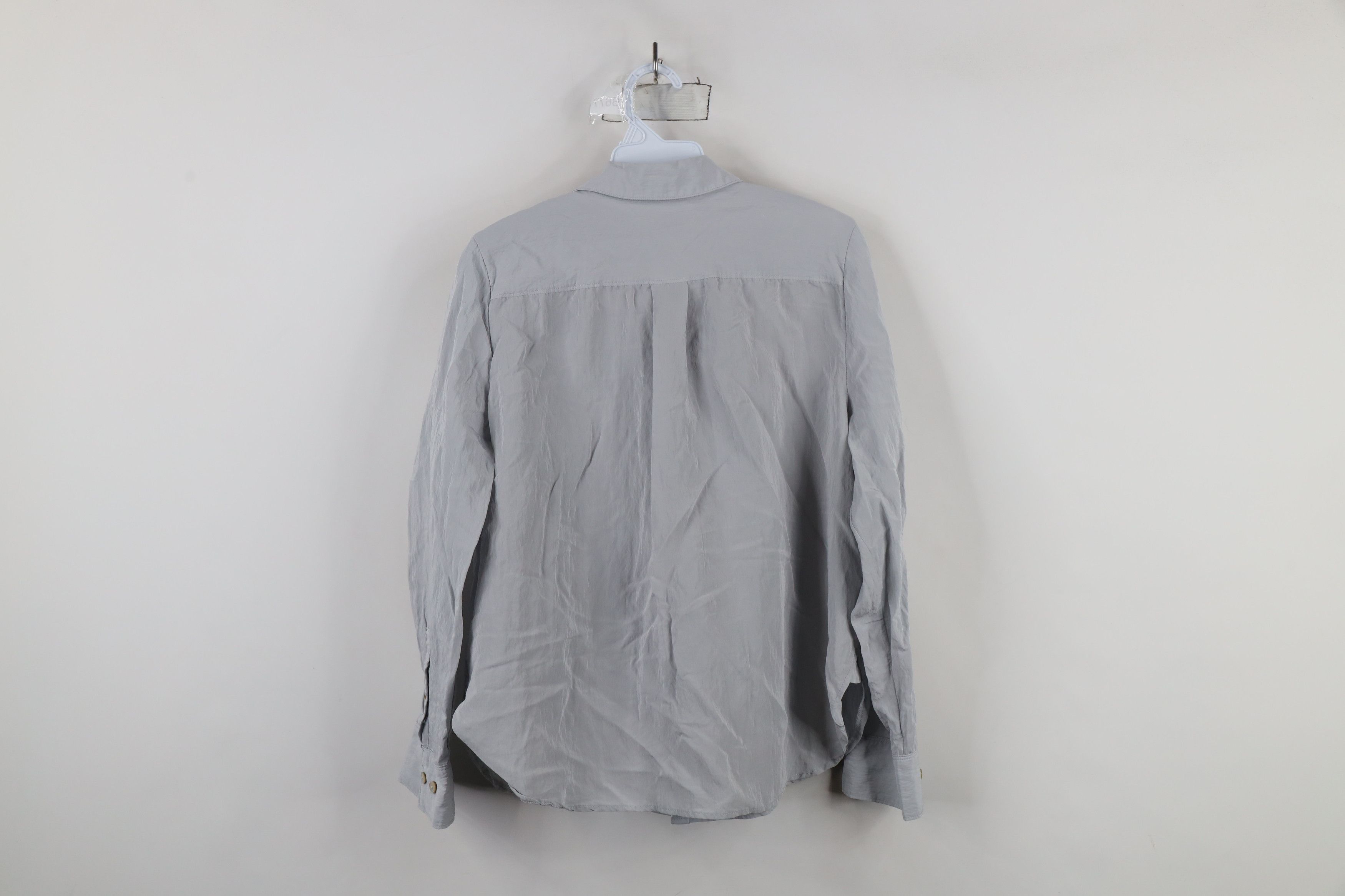 Madewell × Vintage Madewell Crinkled Long Sleeve Collared Button Up Shirt Gray Size XL / US 12-14 / IT 48-50 - 9 Thumbnail