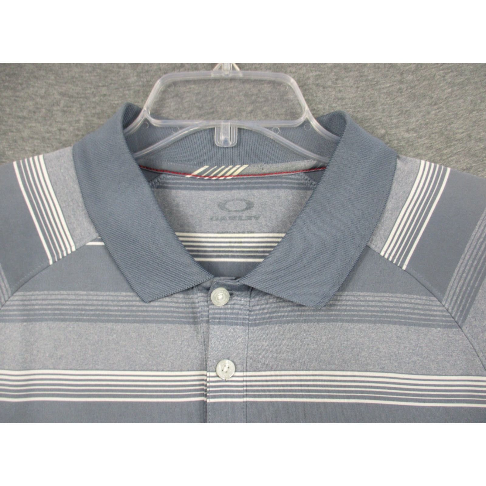 Oakley Oakley Golf Polo Shirt Men’s Medium Gray Striped Hydrolix Stretch Breathable Logo Shirt Size US M / EU 48-50 / 2 - 2 Thumbnail