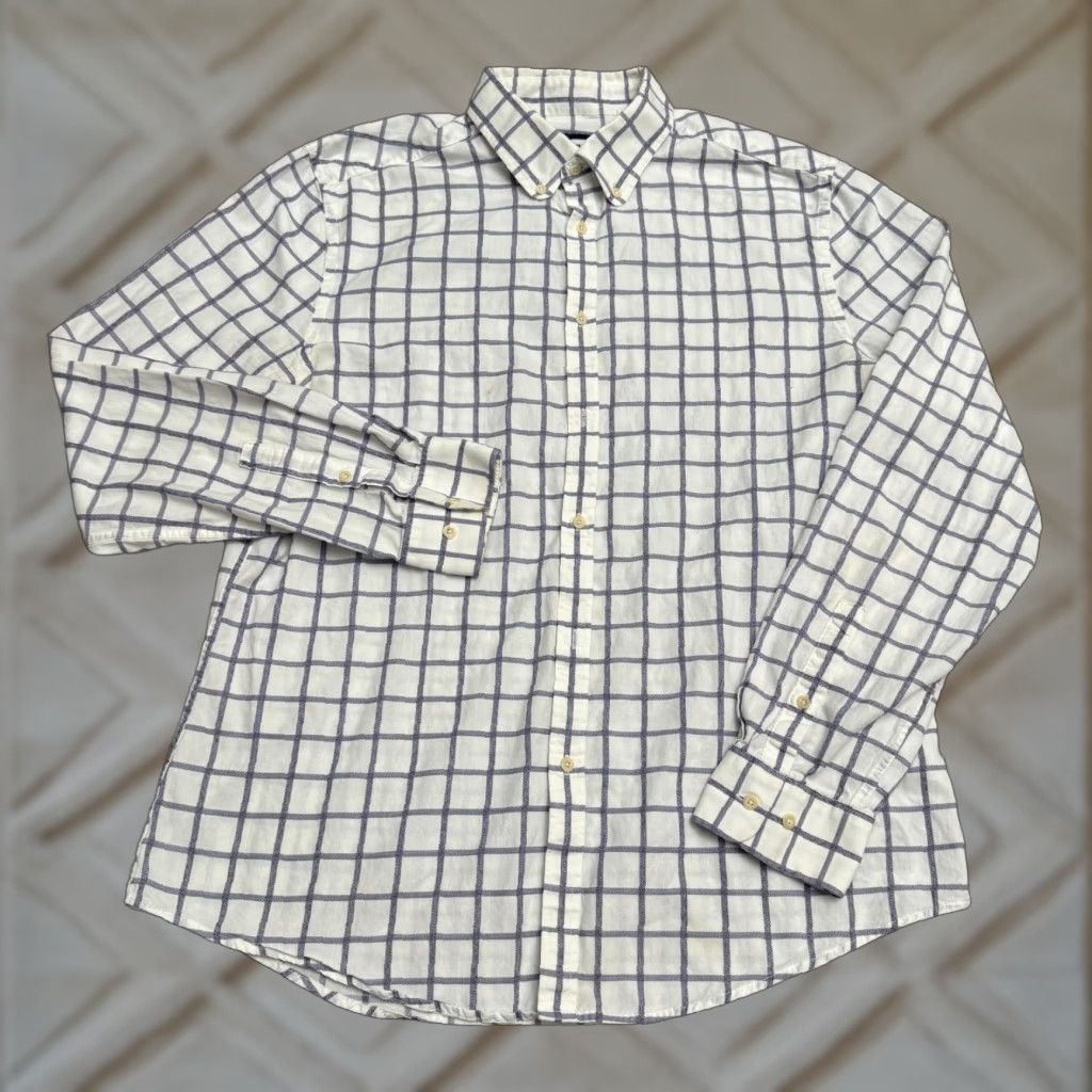 Ben Sherman Ben Sherman Slim Fit Windowpane Button Down Shirt Men XL Blue White Check Cotton Size US XL / EU 56 / 4 - 1 Thumbnail