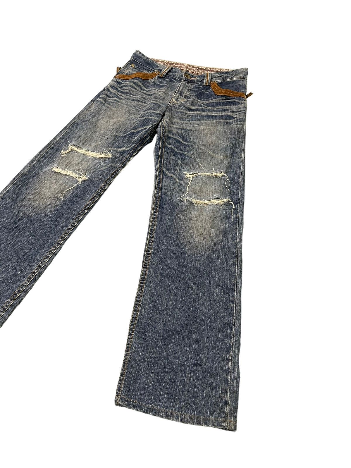 Le Grande Bleu (L.G.B.) Distress Jeans Edwin Japan Faded Regular Fit 7🟦6 Size US 33 - 3 Thumbnail