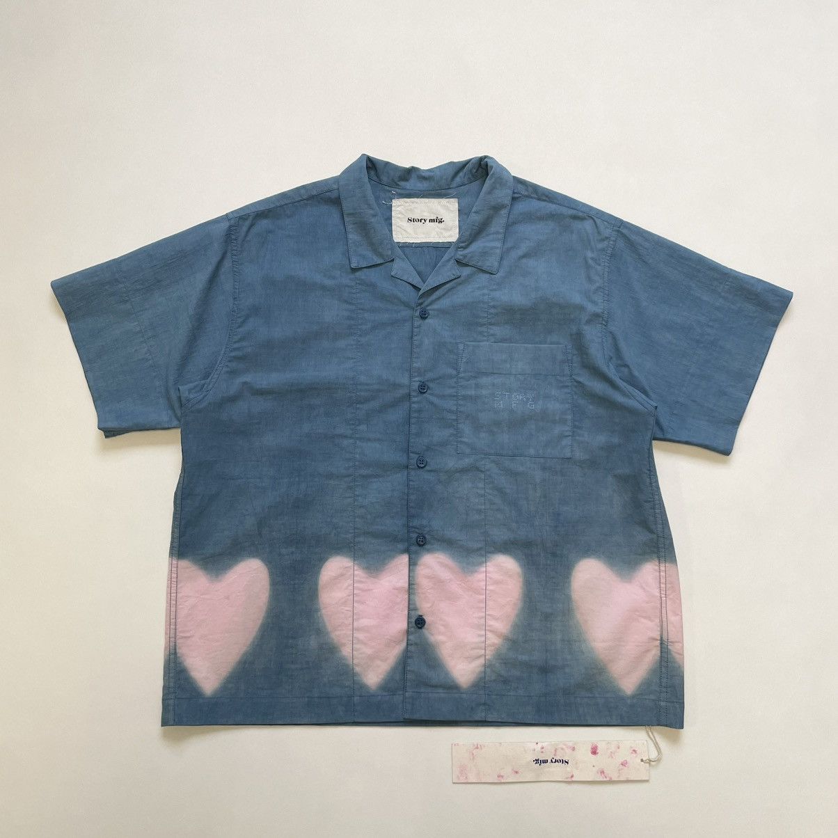 Story Mfg. ‘Heart Clamp’ Blue/Pink Tie Dye Shirt Size US M / EU 48-50 / 2 - 19 Thumbnail