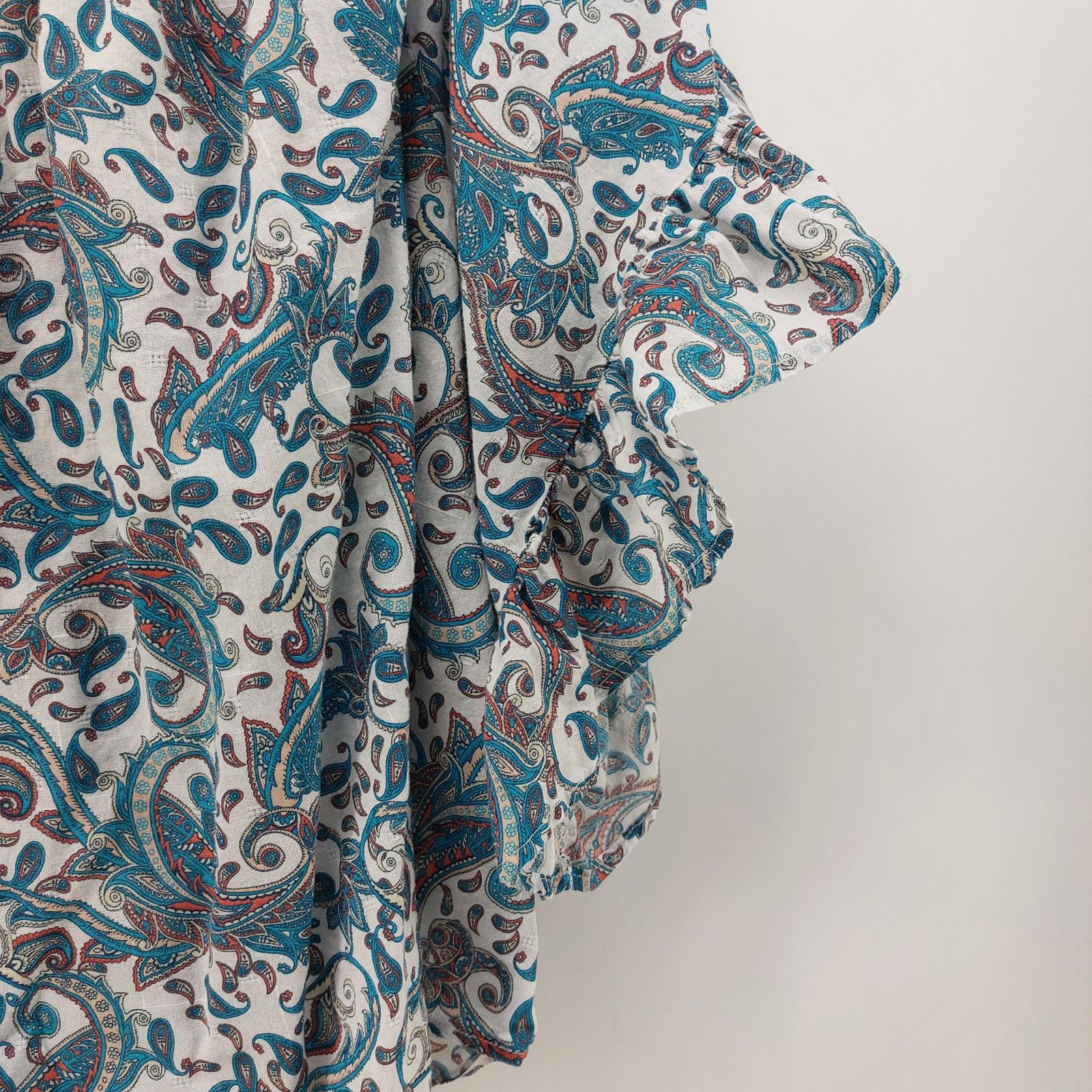Other Terry & Sky 2X 20W-22W Blouse Paisley Print Ruffle Blue Cute Size XXL / US 16-18 / IT 52-54 - 7 Thumbnail