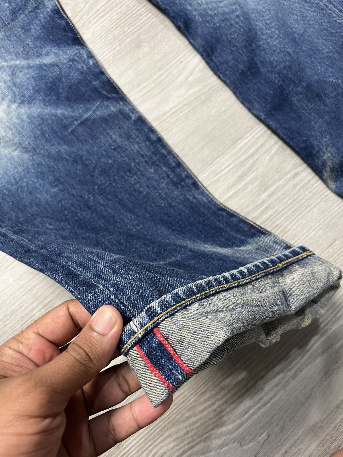 Blue Blue Japan Vintage HR Market Blue Blue Japan Selvedge faded Denim Jeans Size US 31 - 4 Thumbnail