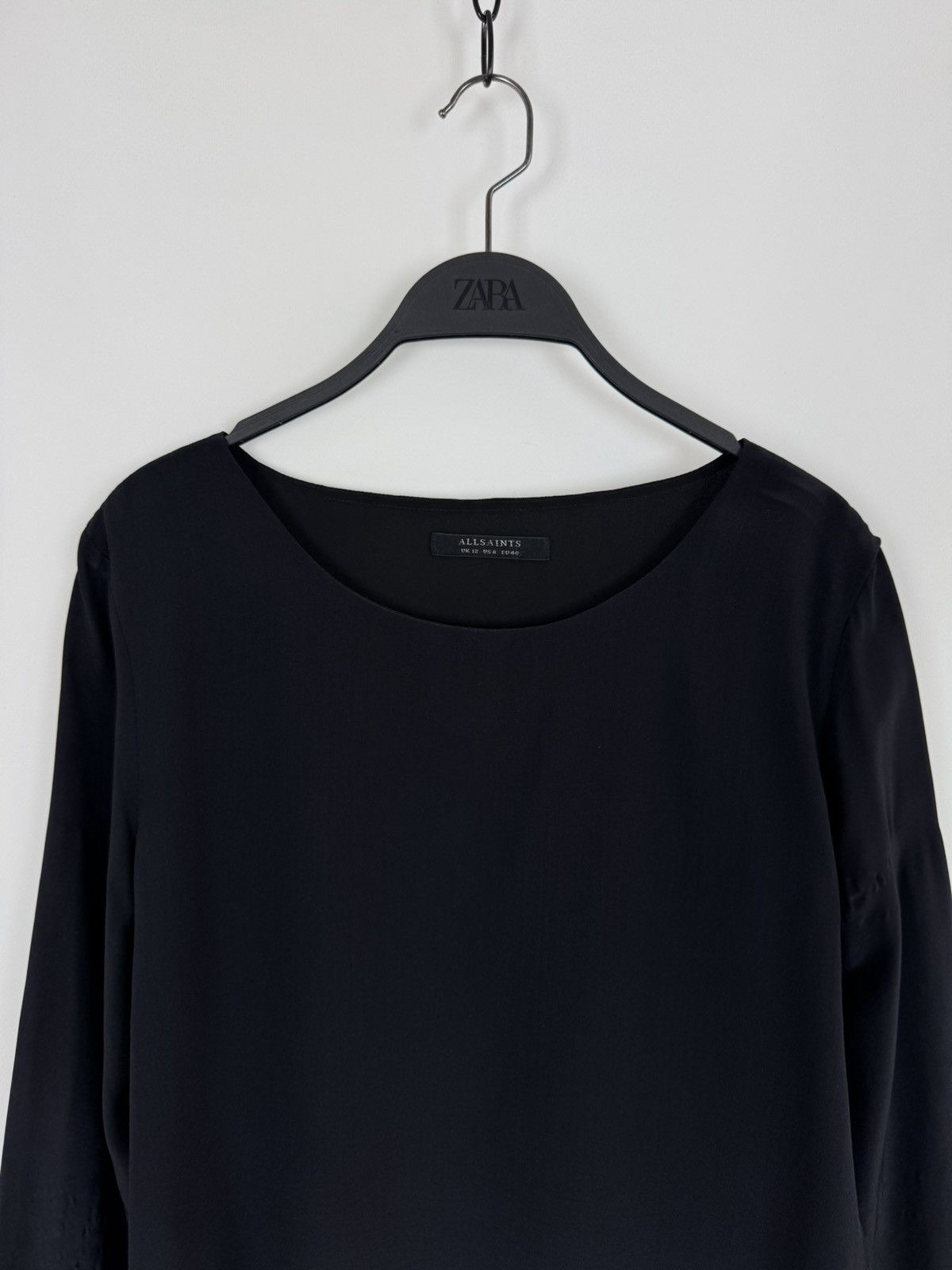 Allsaints AllSaints Black Viscose/Silk Long Sleeve Blouse Size S / US 4 / IT 40 - 3 Thumbnail