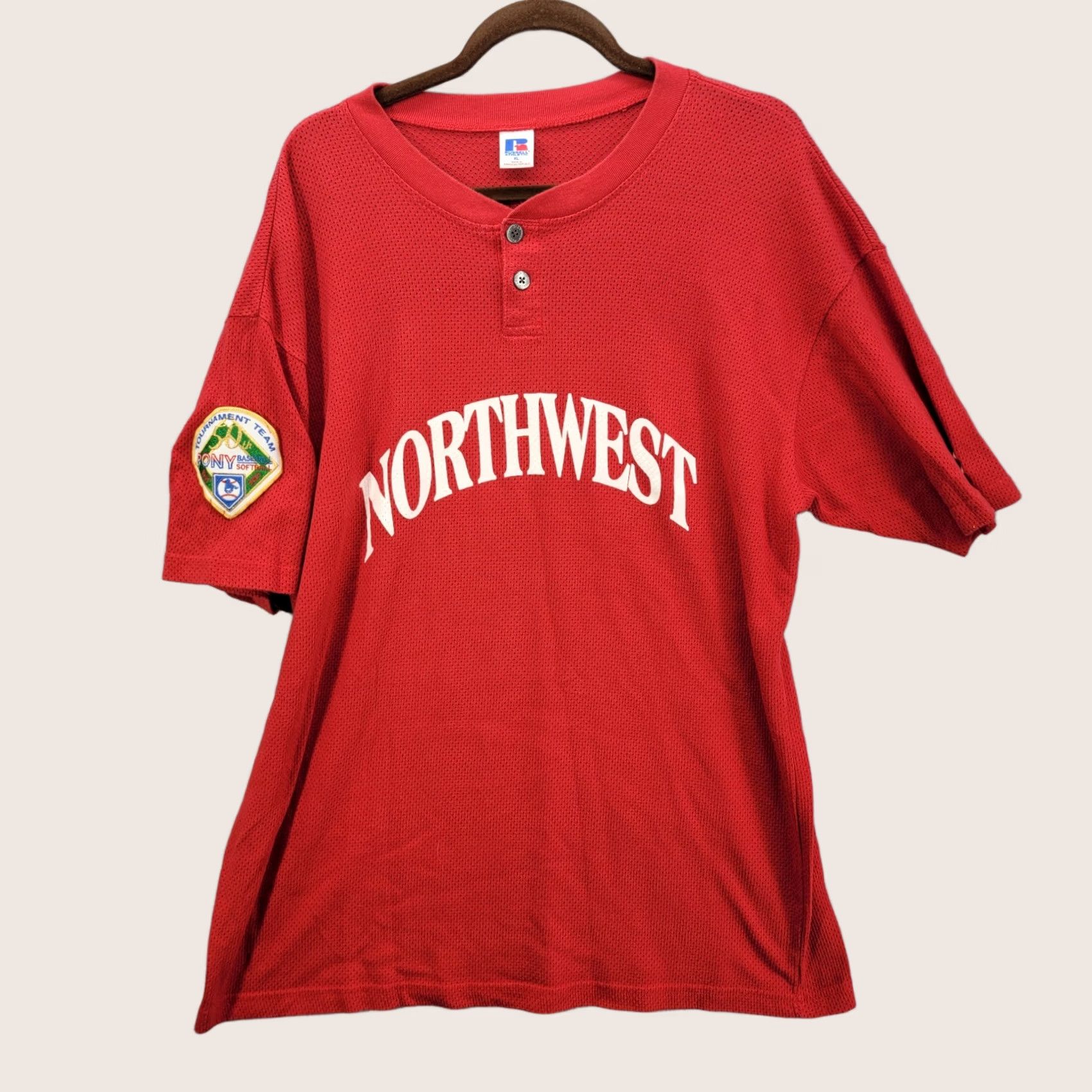 Russell Athletic VINTAGE Russell Athletic Baseball Shirt adult xl Red Northwest jersey polo 90s Mens Size US XL / EU 56 / 4 - 1 Thumbnail