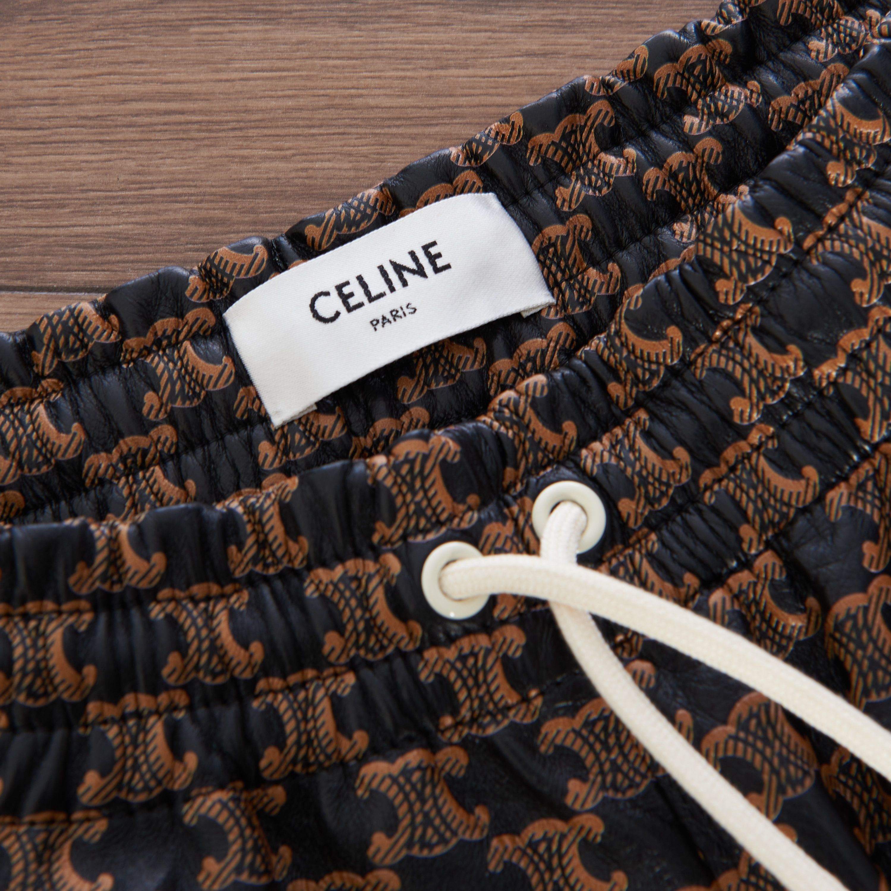 Celine Athletic Lambskin Leather Shorts With Monogram Print Size 27" / US 4 / IT 40 - 5 Thumbnail