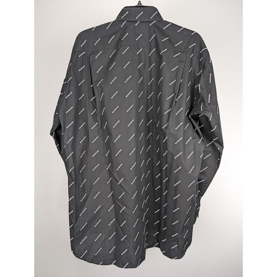 Balenciaga o1rshd1 All Over Logo Print Shirt in Black Size US S / EU 44-46 / 1 - 13 Thumbnail