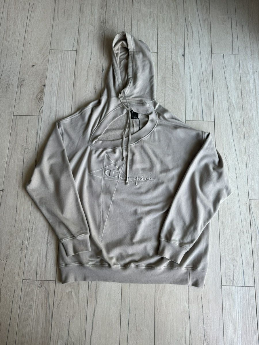Rick Owens Rick Owens x Champion Pearl Assymetrical Tommy Hoodie Size US XL / EU 56 / 4 - 2 Thumbnail
