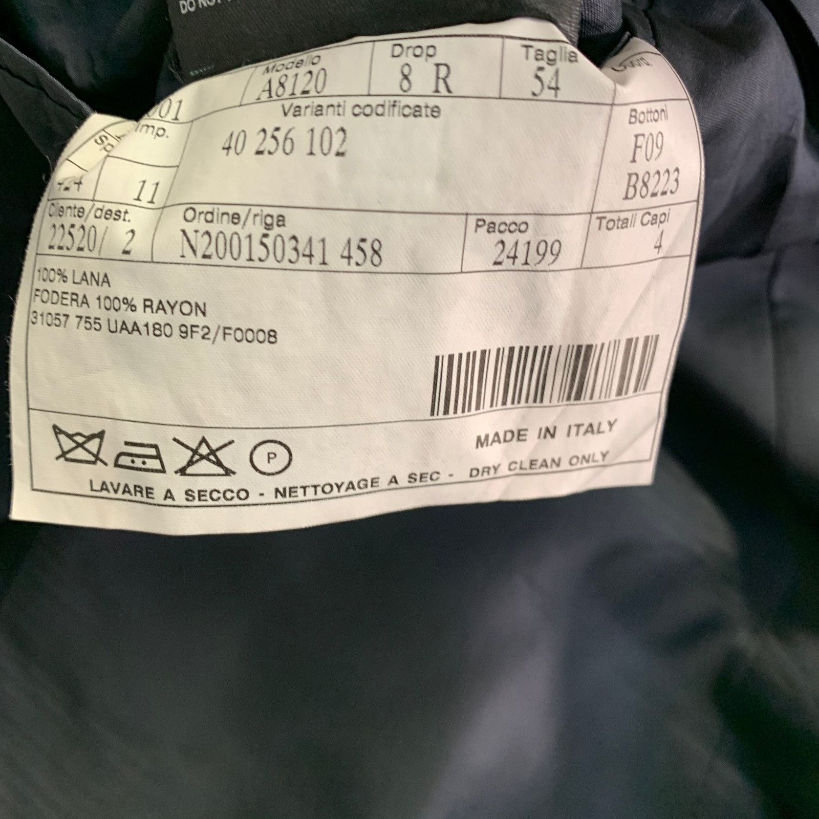 Prada Navy Charcoal Plaid Wool Single Breasted Notch Lapel Size 42R - 9 Thumbnail