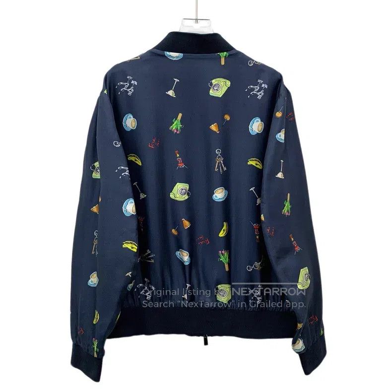 Fendi Fendi Navy Blue Cartoon Pattern Printed Silk Collar Zipper Size US M / EU 48-50 / 2 - 2 Thumbnail