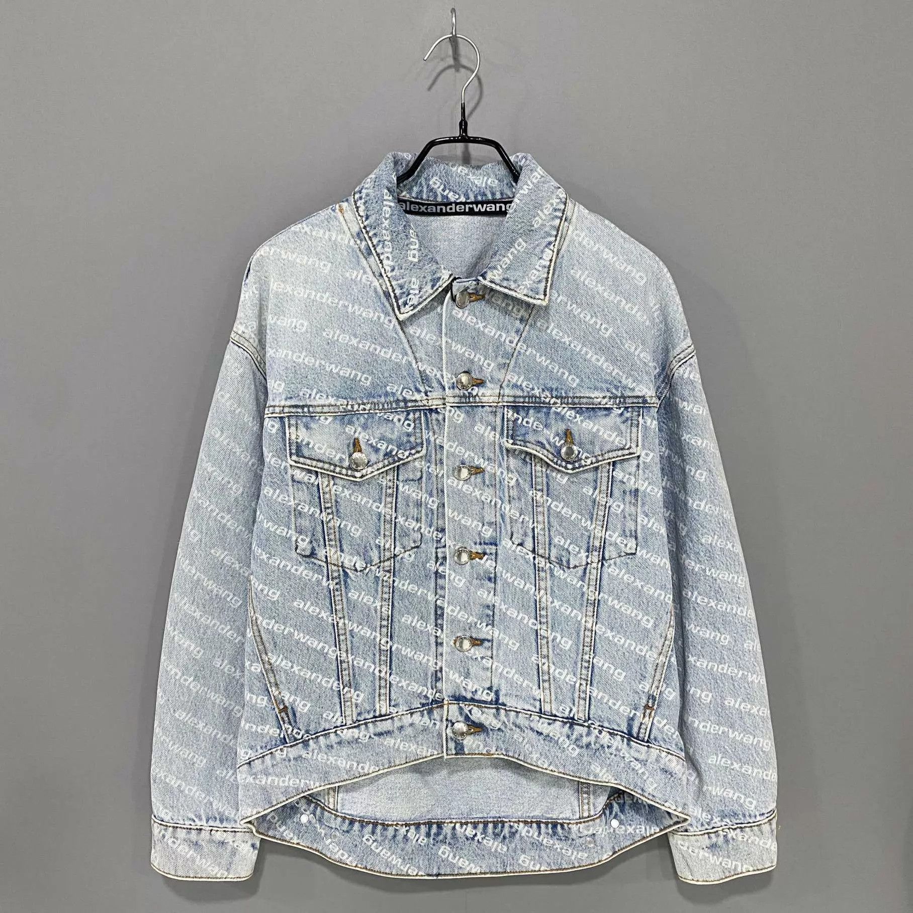 Alexander Wang Alexander Wang Light Blue Full Print XS Washed Denim Jacket Size US XS / EU 42 / 0 - 1 Thumbnail