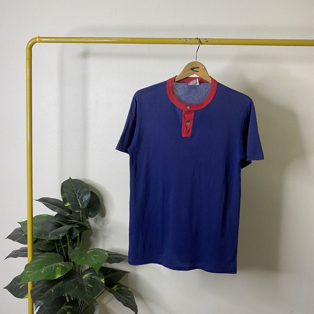 Vintage 1980s Quarter Button Blank T Shirt Size US M / EU 48-50 / 2 - 1 Thumbnail