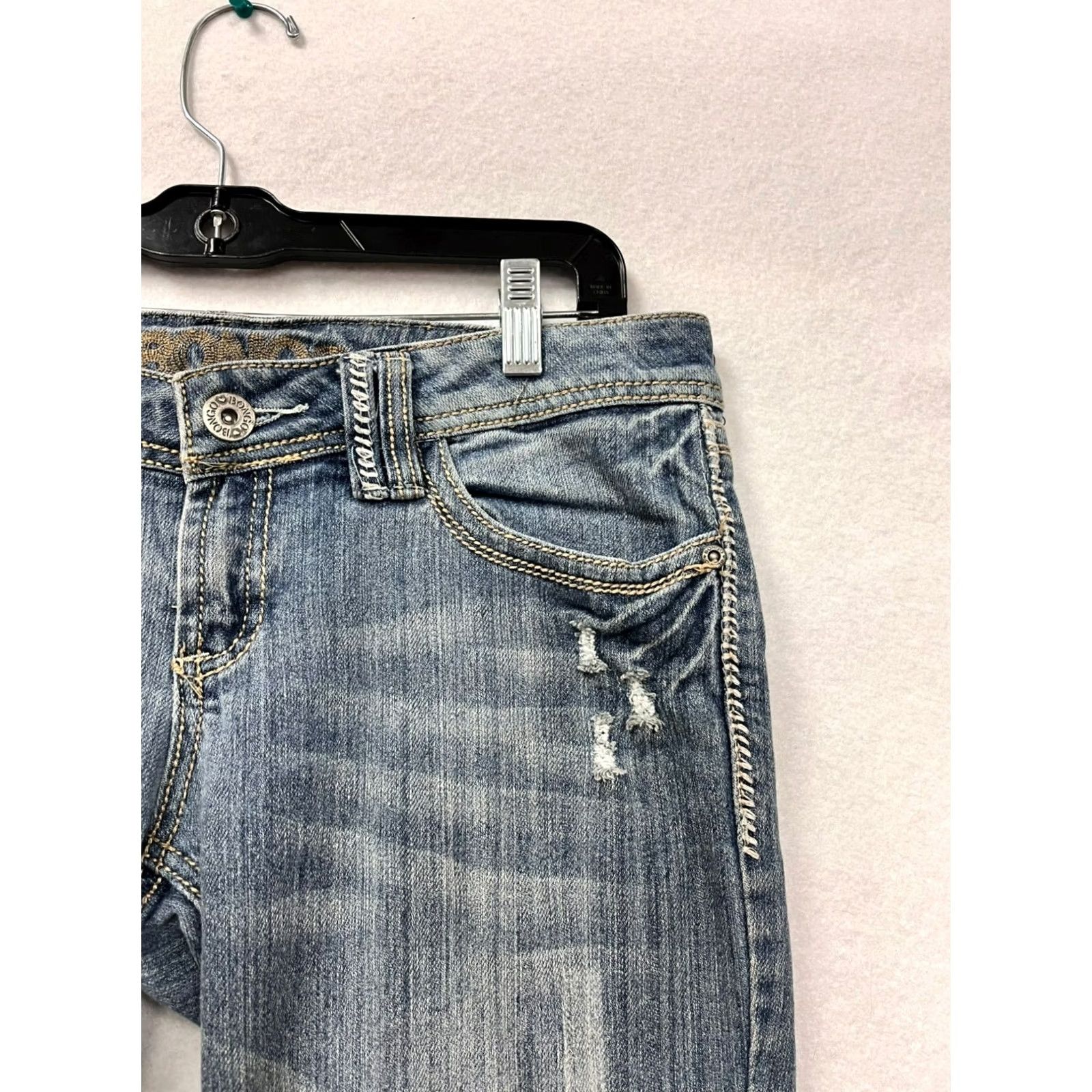 Vintage Bongo Womens Jeans Bootcut Distressed Low Rise Blue 9 Regular Denim Womens Size 30" / US 8 / IT 44 - 7 Thumbnail
