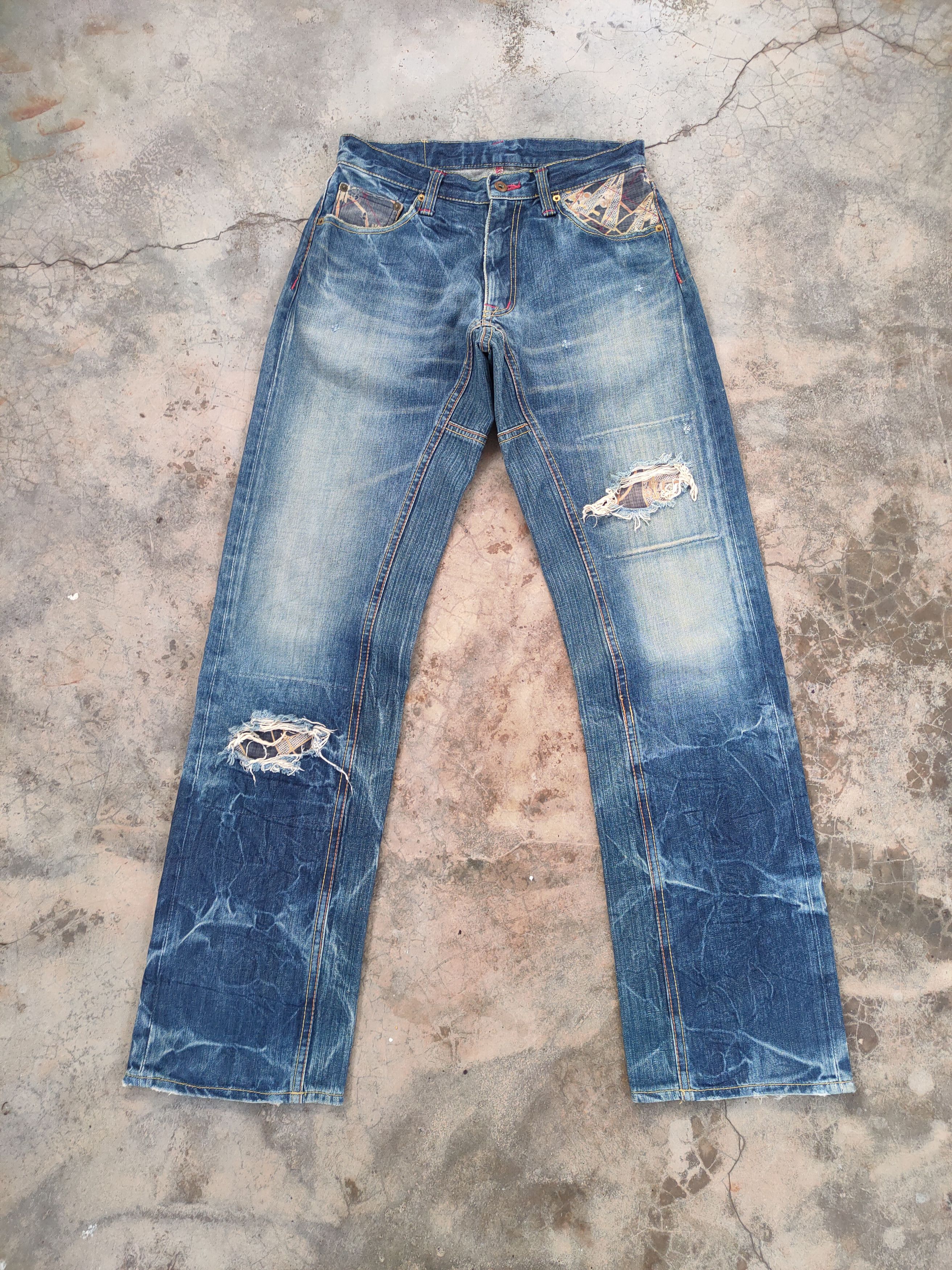 Japanese Brand SICK💥 JAPANESE VINTAGE DISTRESSED FADED JEANS DENIM PANTS Size US 30 / EU 46 - 2 Thumbnail
