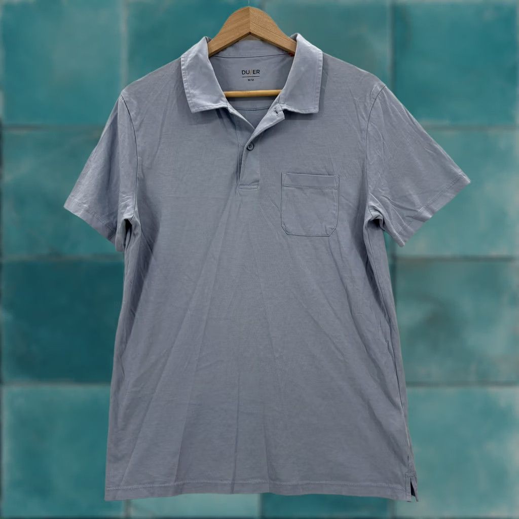 Vintage DU/ER Polo Shirt Mens M Blue Cotton Pocket Tagless Casual Size US M / EU 48-50 / 2 - 1 Thumbnail