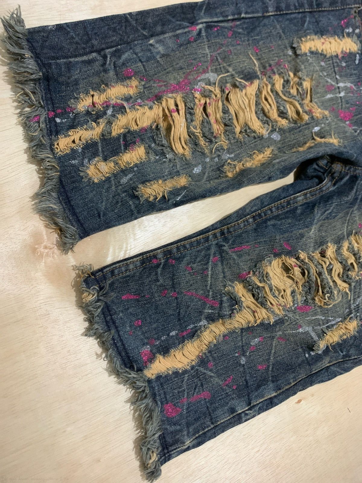 20471120 Distressed Denim kui Painter Ifsixwasnine Style Jeans Size US 33 - 5 Thumbnail