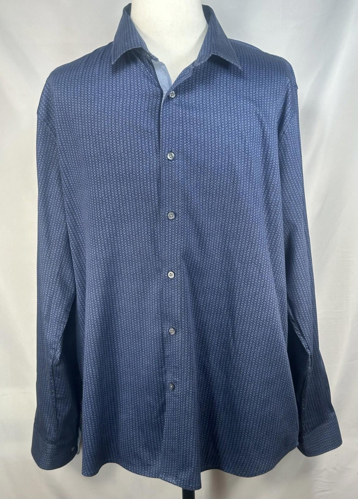 Elie Tahari Tahari Regular Fit Stretch Button Up Shirt Blue Mens 2XL Size US XXL / EU 58 / 5 - 1 Thumbnail