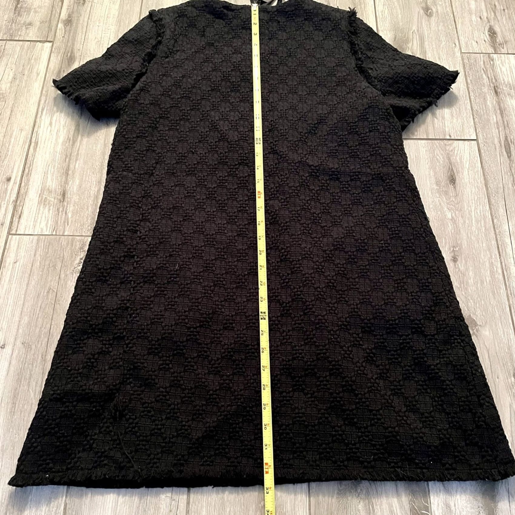 MISA Los Angeles JOA Black Tie Up Sheath Dress L with Pockets - LBD, Short Sleeve, Lace, Fringe, Layered, Lined, Polyester, A-Line, Party/Cocktail, Size L, Womens Size L / US 10 / IT 46 - 7 Thumbnail