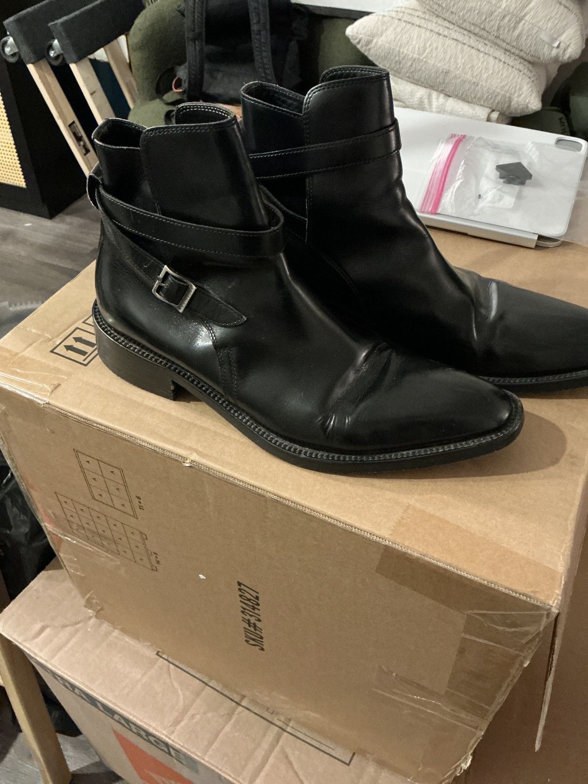 Mens Black Leather Hugo Boss Boot