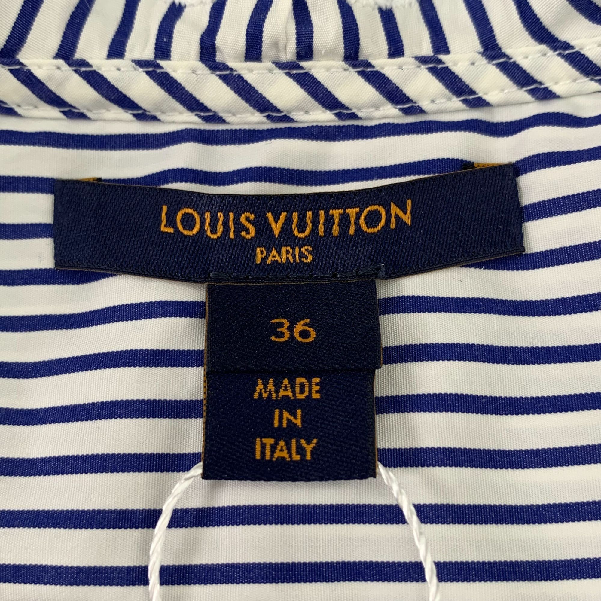 Louis Vuitton Louis Vuitton Womens Blue Vertical Stripe Lace-Trimmed Long Size XS / US 0-2 / IT 36-38 - 2 Thumbnail