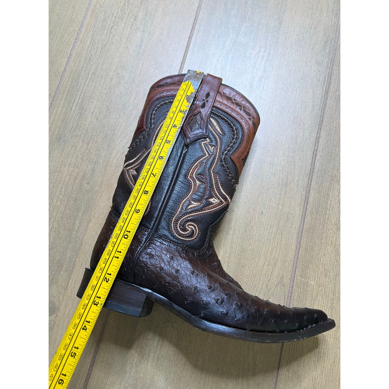 Los Altos Boots Los Altos Quill Ostrich Cowboy Boots Brown Leather Mens 7 EE Size US 7 / EU 40 - 9 Thumbnail