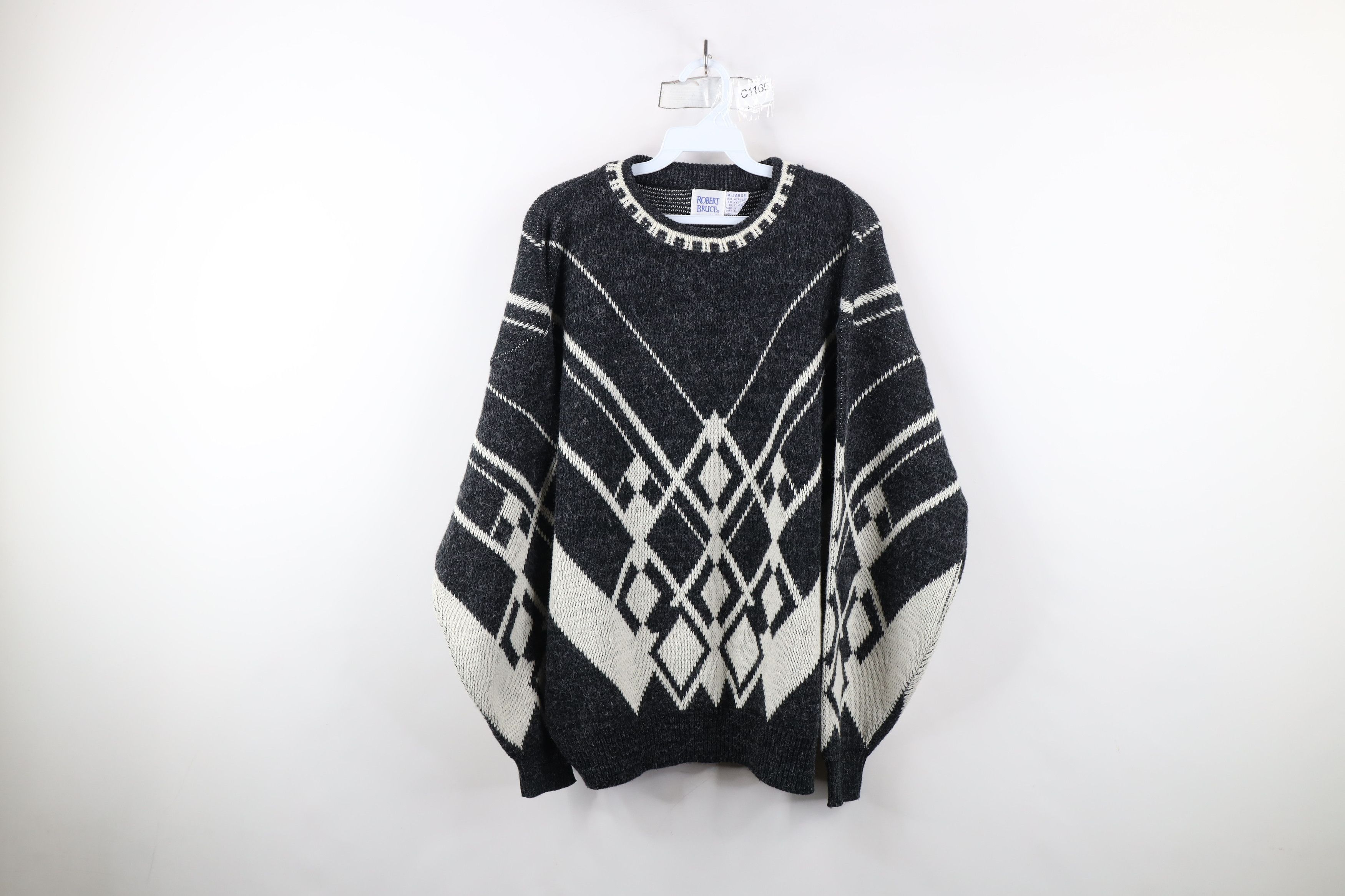 Vintage Vintage 90s Streetwear Argyle Diamond Knit Dad Sweater Size US XL / EU 56 / 4 - 1 Thumbnail