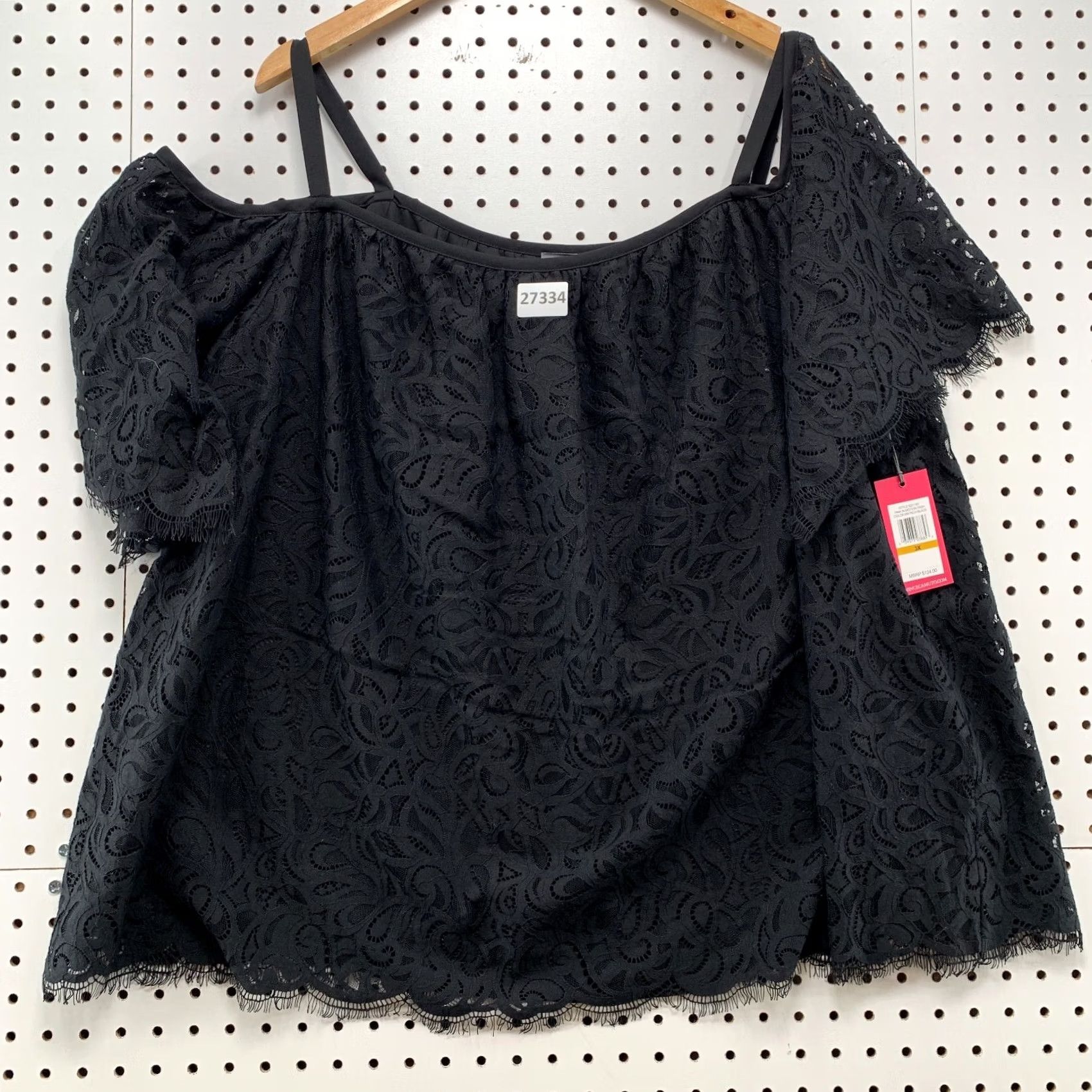 Vince Camuto Vince Camuto Black 3X Pale Dahlia Lace Cold Shoulder Top Womens NWT 24 Size XXL / US 16-18 / IT 52-54 - 7 Thumbnail