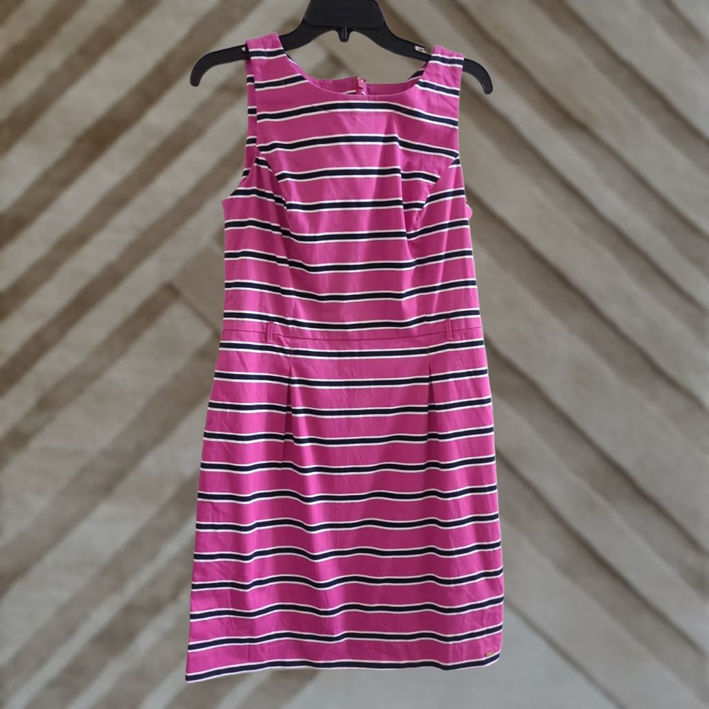 Tommy Hilfiger Tommy Hilfiger Dress Cotton Striped Summer Dress Size 10 Pink Navy White Women's Knee Length Size L / US 10 / IT 46 - 1 Thumbnail