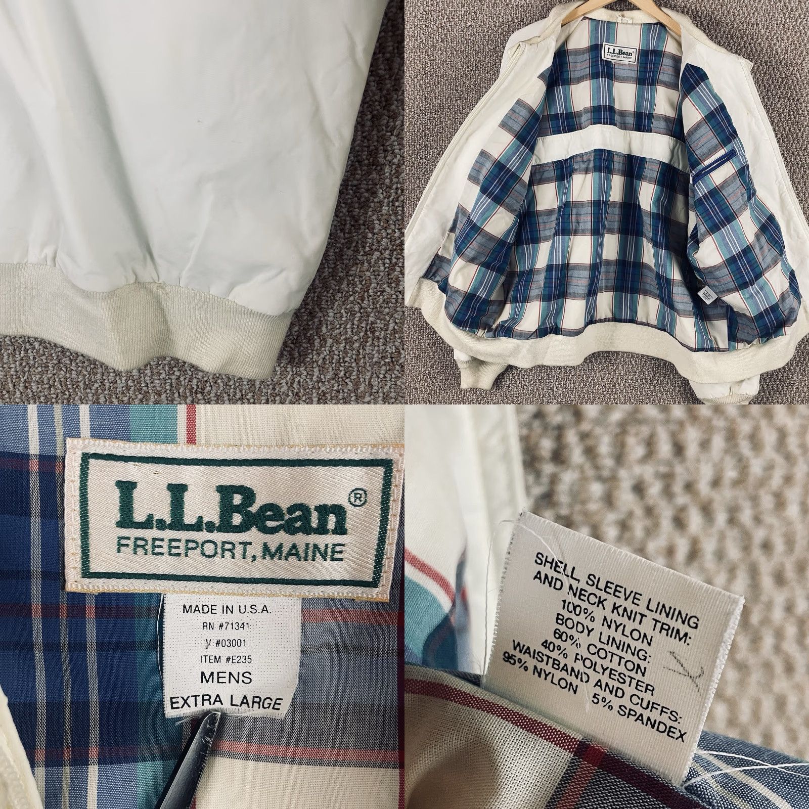 Vintage VINTAGE L.L. Bean Bomber Jacket Coat XL White Nylon Lined USA Mens Regular 90s Cotton Blend Pockets Size US XL / EU 56 / 4 - 9 Thumbnail