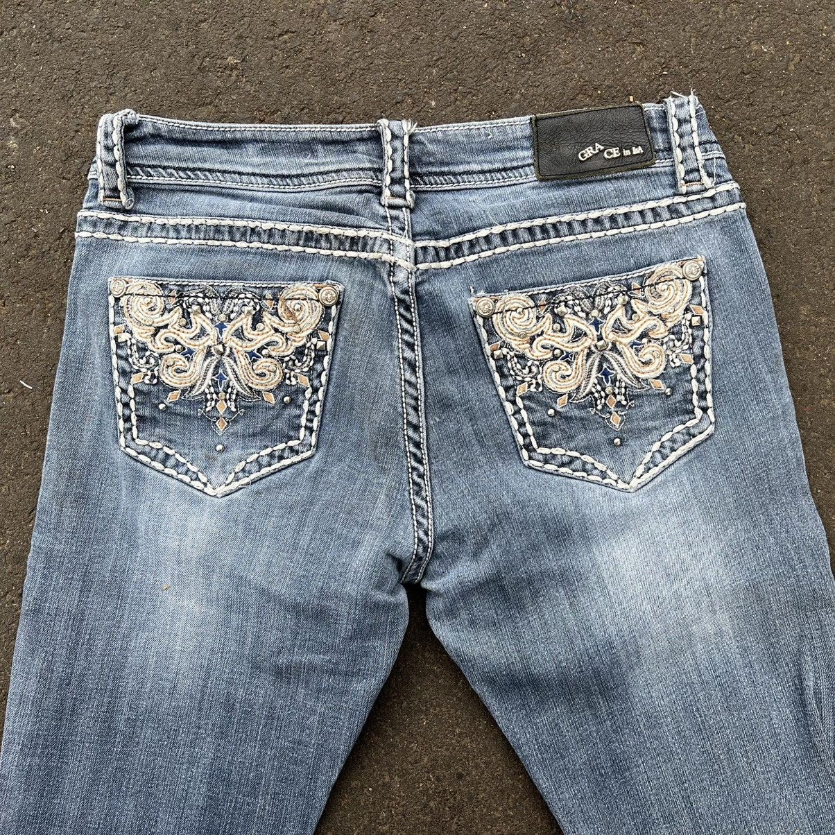 Grace in LA grace in la y2k studded & embroidered bootcut jeans Size 30" / US 8 / IT 44 - 2 Thumbnail