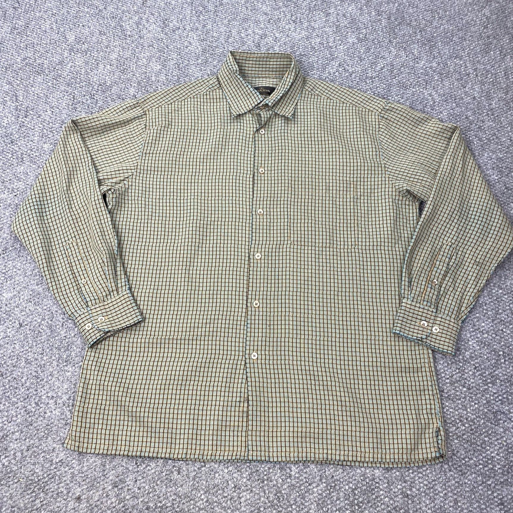 BUGATCHI Bugatchi Uomo Shirt Mens Large Beige Check Plaid Long Sleeve Button-Down Size US L / EU 52-54 / 3 - 2 Thumbnail
