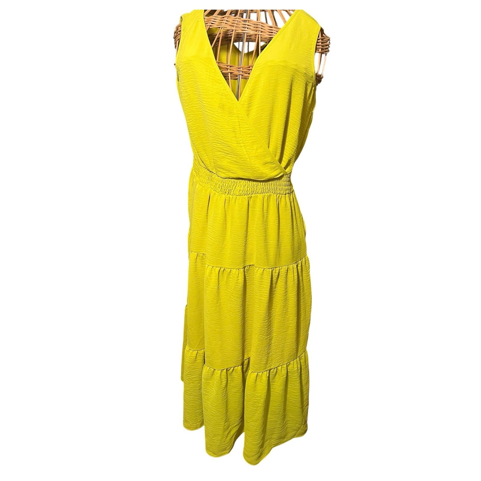 Other Nina Leonard Size Small Chartreuse Multi-Tier Dress NWT Size S / US 4 / IT 40 - 2 Thumbnail