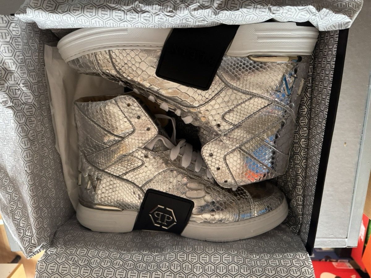 Philipp Plein PP money kicks hi top silver Size US 11 / EU 44 - 4 Thumbnail