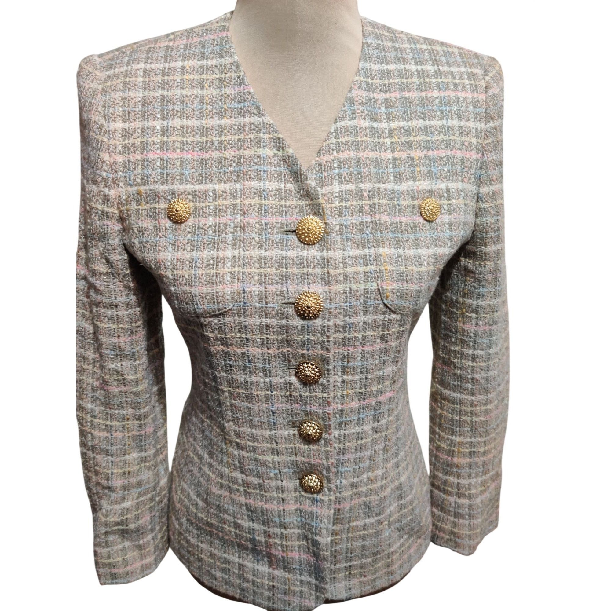 Vintage Vintage Saville Suit Tweed Blazer Size 2 Petite Gold Buttons Size XS / US 0-2 / IT 36-38 - 14 Thumbnail