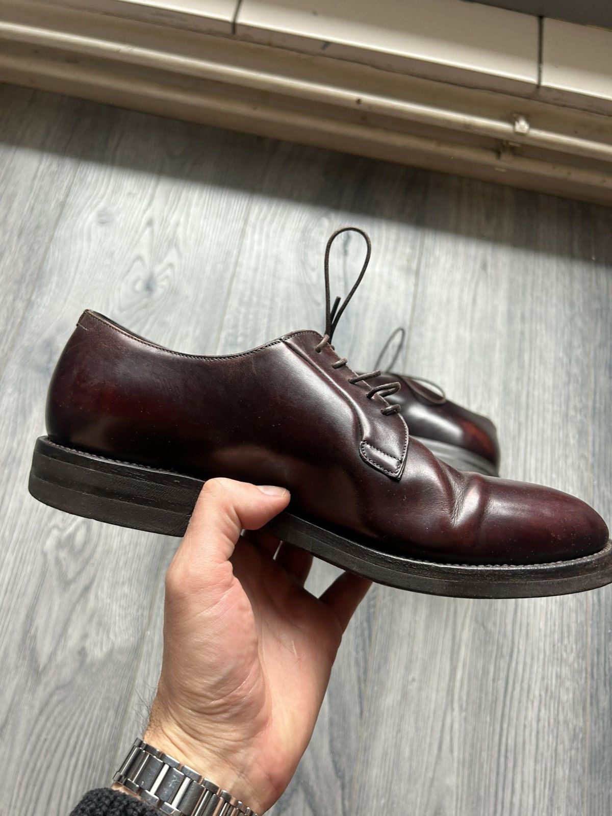 Brunello Cucinelli Burgundy Derbies with Vibram Sole Size US 8.5 / EU 41-42 - 5 Thumbnail