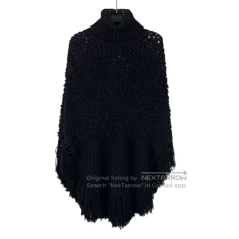Christian Dior Monsieur Dior Black woollen turtleneck hollow knitted cloak shawl s Size XXS / US 00 / IT 34 - 1 Thumbnail