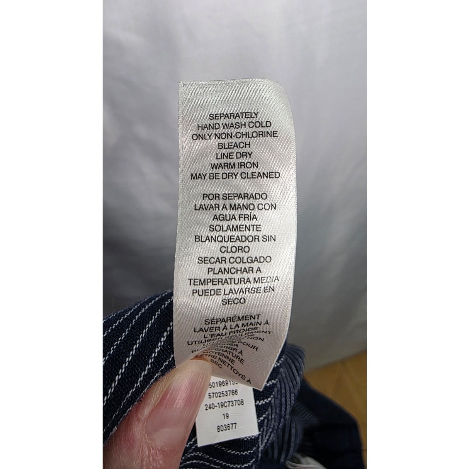Other Chico's Linen Rayon Blend Pants Women's Large Blue Pinstripe Size 35" - 6 Thumbnail