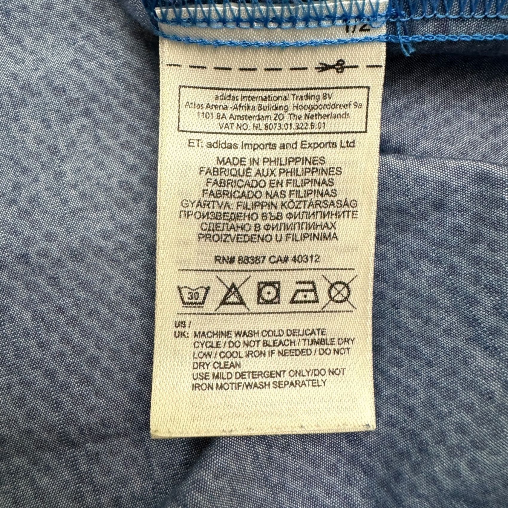 Adidas Adidas Shirt Mens Medium Blue Casual Chambray Textured Long Sleeve Button Down Size US M / EU 48-50 / 2 - 7 Thumbnail