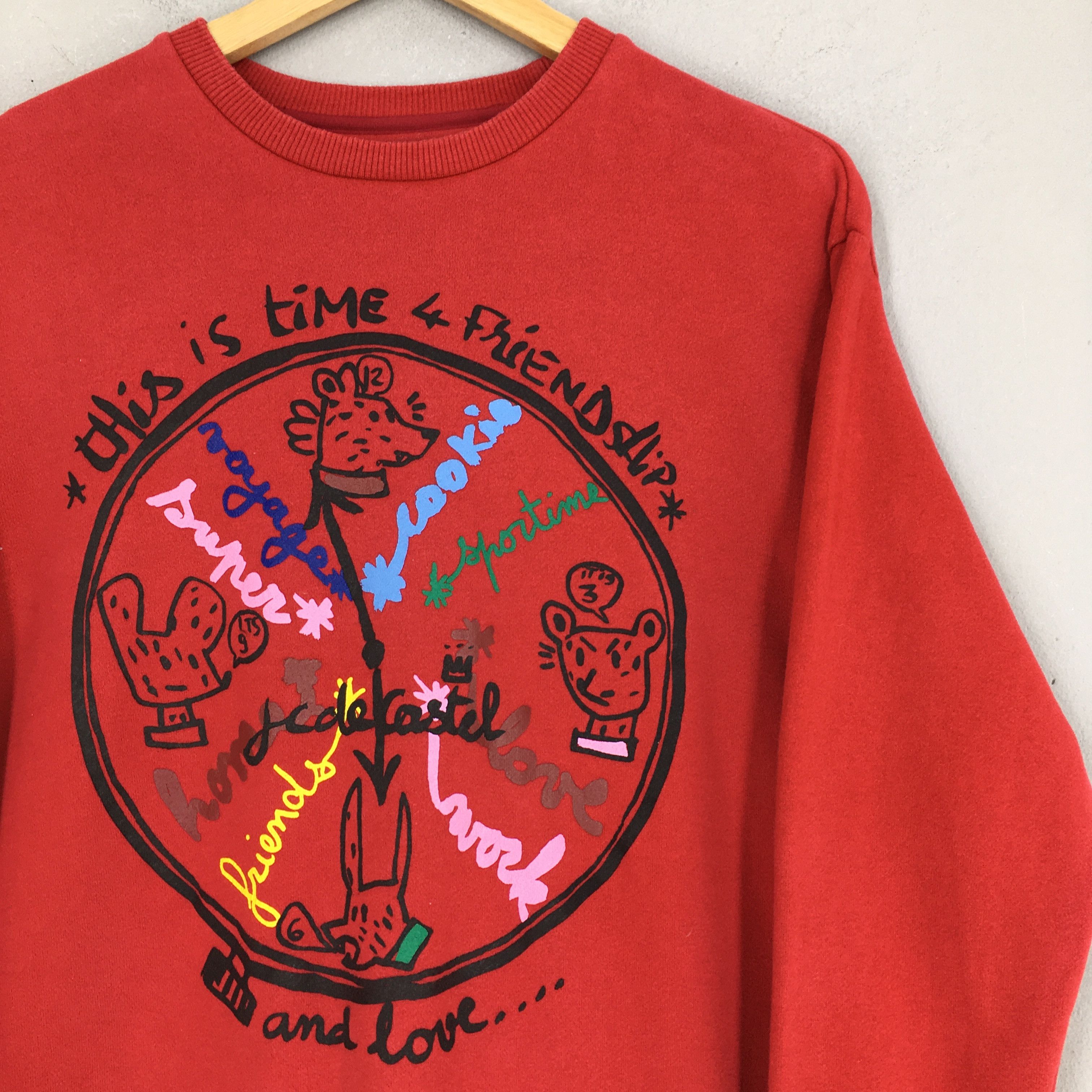 Jean Charles De Castelbajac Vintage Jc De Castelbajac Sports Red Sweatshirt Medium Size US M / EU 48-50 / 2 - 2 Thumbnail