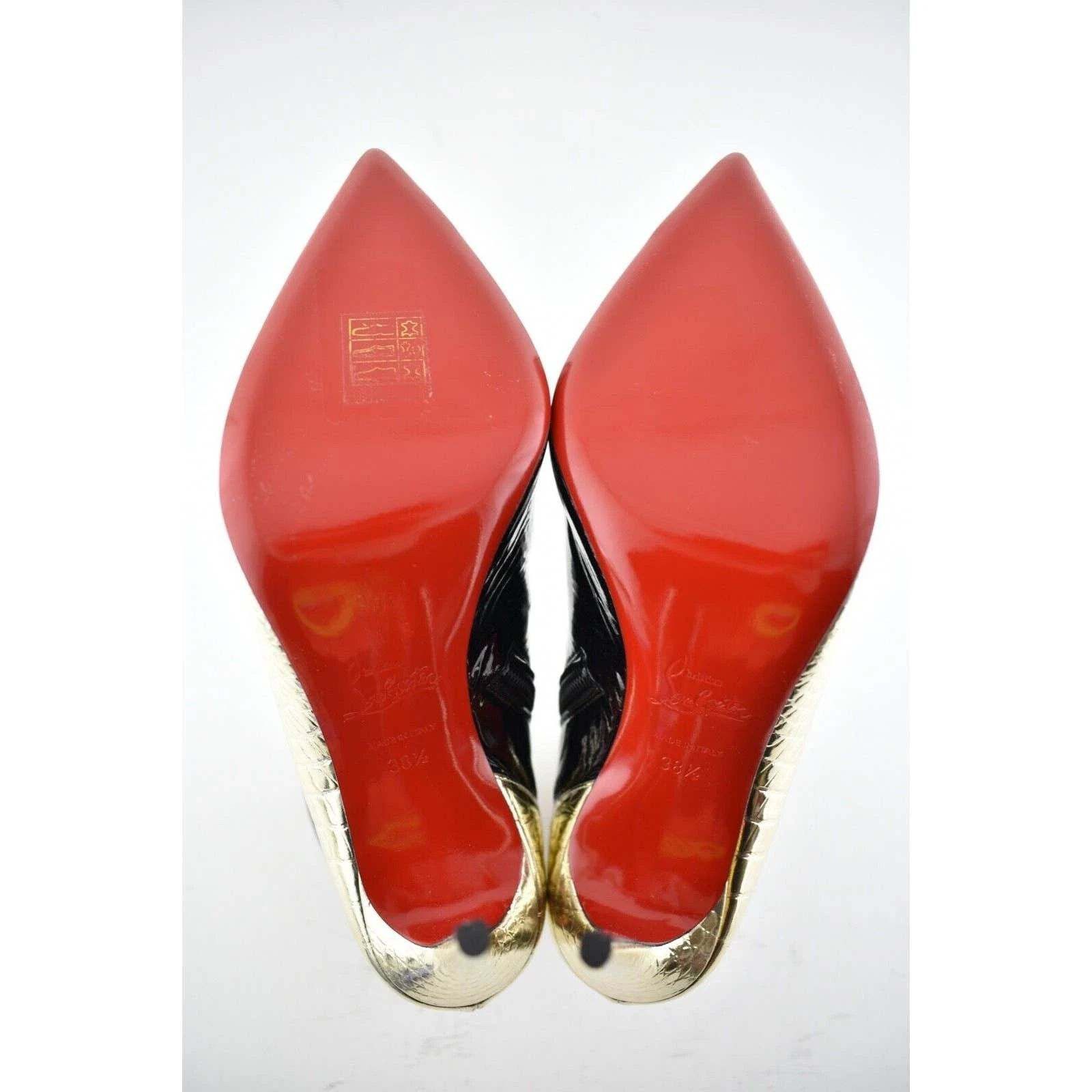 Christian Louboutin Christian Louboutin Bibooty 100 Black Platine Gold Patent Size US 8.5 / IT 38.5 - 12 Thumbnail