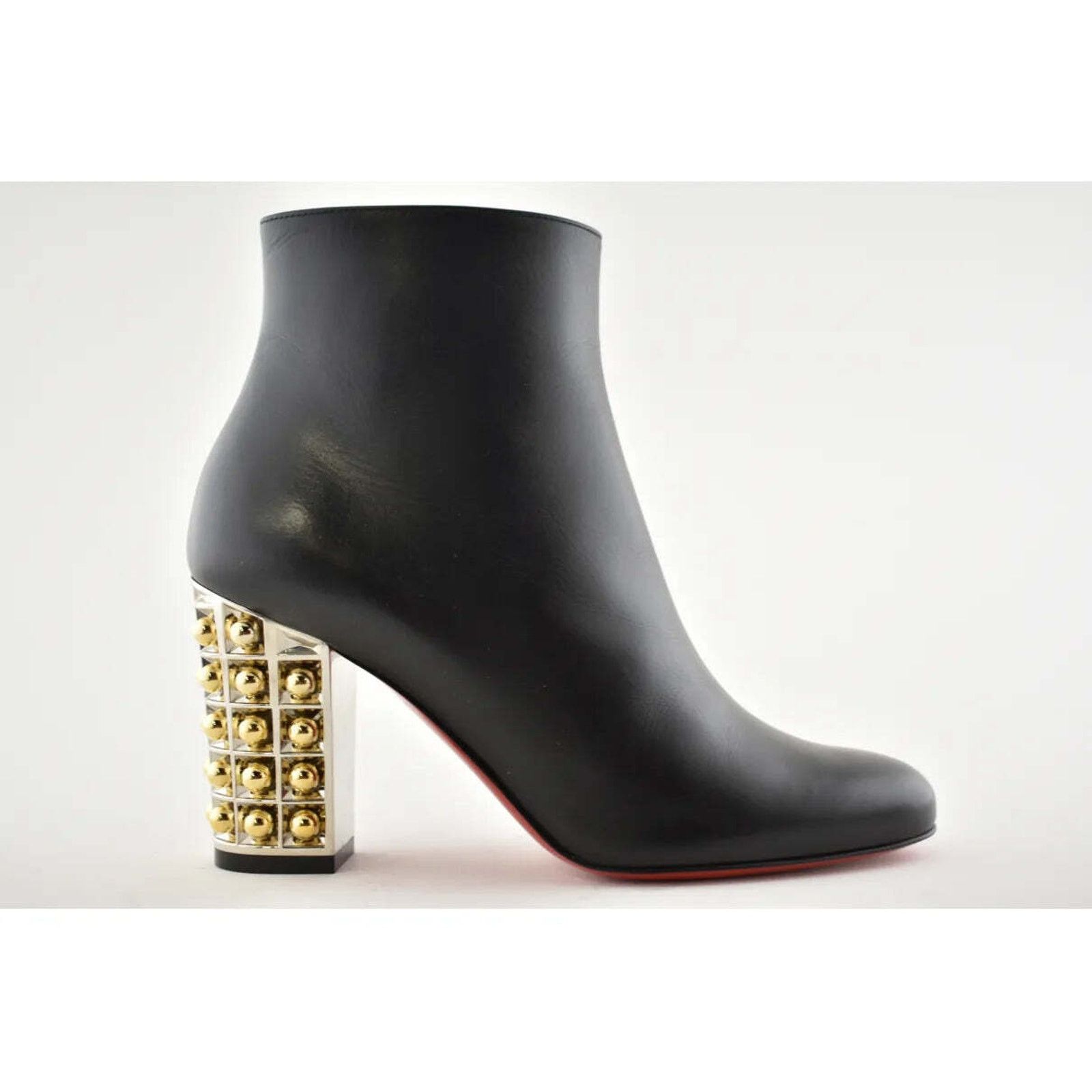 Christian Louboutin Christian Louboutin Vasa Booty 85 Black Leather Silver Gold Size US 6 / IT 36 - 4 Thumbnail