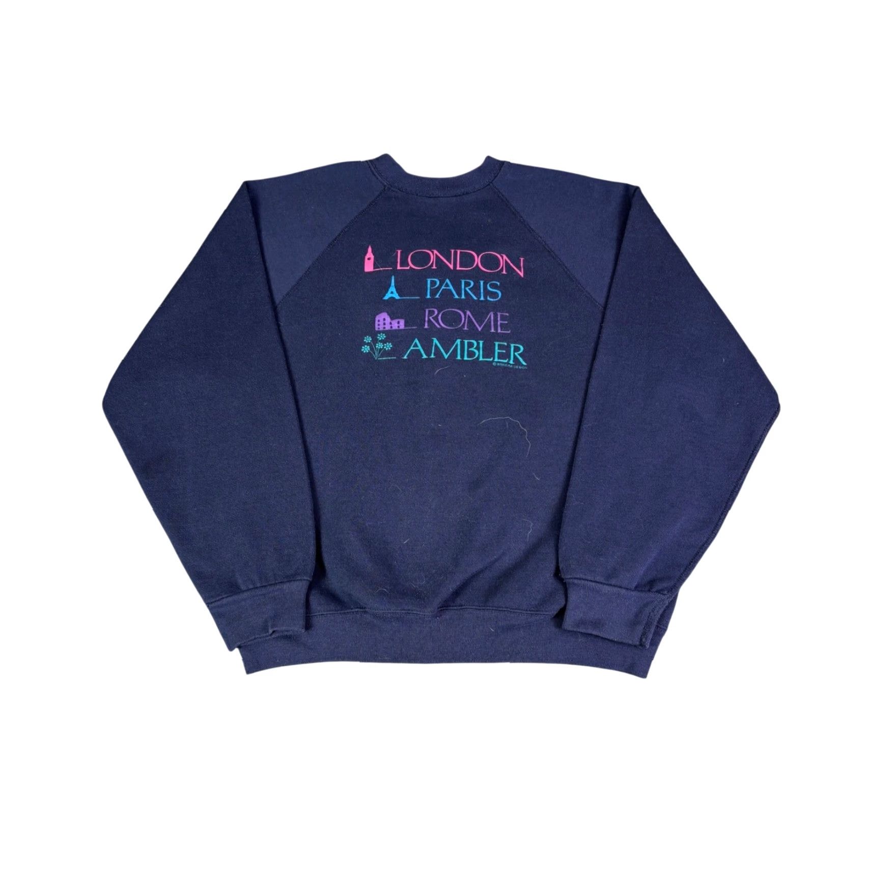 Vintage VINTAGE Mens Navy Blue London Paris Rome Ambler Travel Sweatshirt Raglan Sleeve Lg Size US L / EU 52-54 / 3 - 2 Thumbnail